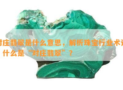 对庄翡翠是什么意思，解析珠宝行业术语：什么是“对庄翡翠”？