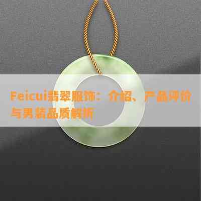 Feicui翡翠服饰：介绍、产品评价与男装品质解析