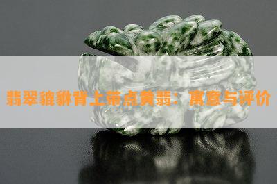 翡翠貔貅背上带点黄翡：寓意与评价