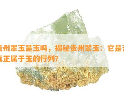 贵州翠玉是玉吗，揭秘贵州翠玉：它是否真正属于玉的行列？