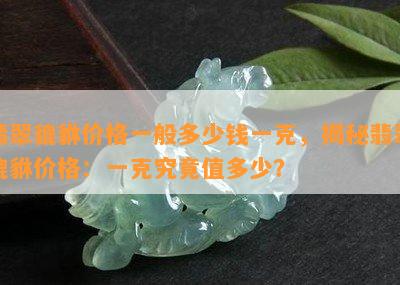 翡翠貔貅价格一般多少钱一克，揭秘翡翠貔貅价格：一克究竟值多少？