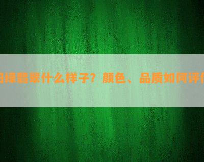 阳绿翡翠什么样子？颜色、品质如何评价？