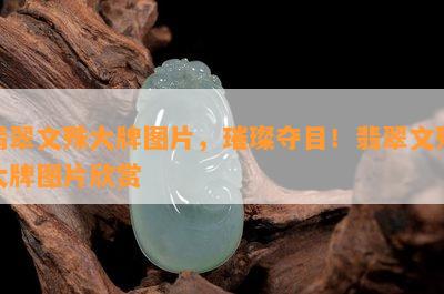 翡翠文殊大牌图片，璀璨夺目！翡翠文殊大牌图片欣赏