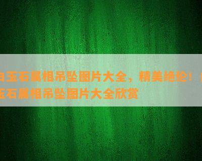 白玉石属相吊坠图片大全，精美绝伦！白玉石属相吊坠图片大全欣赏