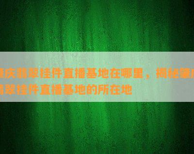 肇庆翡翠挂件直播基地在哪里，揭秘肇庆翡翠挂件直播基地的所在地